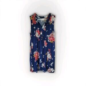 Babydoll Floral Tropical Mini Dress Sz L Cottagecore Cover Up Blue Boho Old Navy